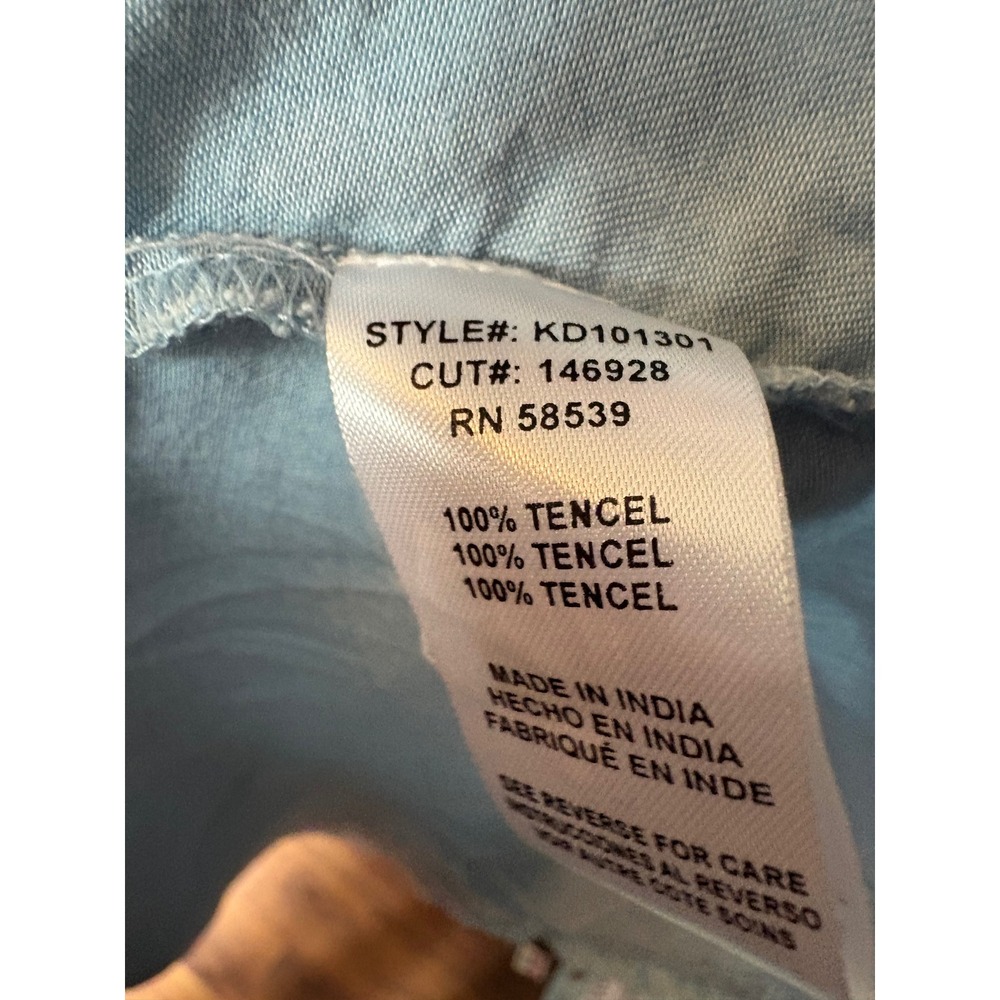 KUT from the Kloth Blue Tencel Tiered Maxi Dress Light Wash Raw Hem Medium - Picture 4 of 5